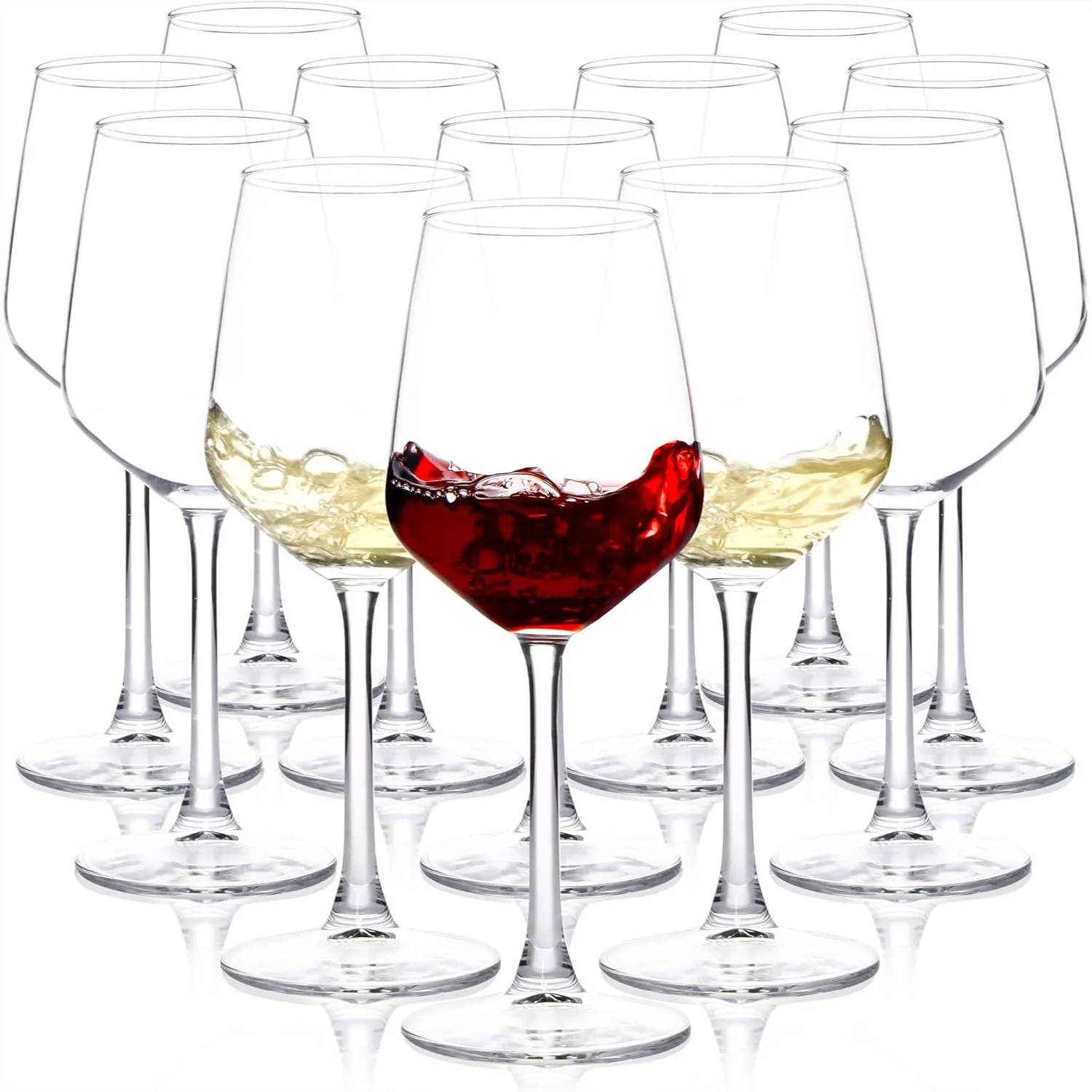 

Wine Glasses Set of 12, 12oz Clear Stemmed Cups for Party, Wedding and Home Use