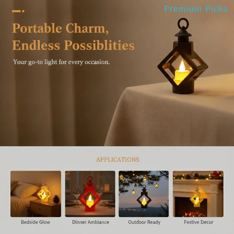 portableRetro LED Electronic Candle Lamp Portable Hanging Flameless Light for Outdoor Patio Camping Picnic Home Decor