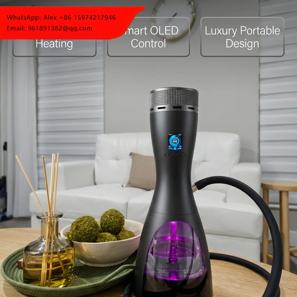

Lukah Electric Hookah Portable Shisha With LED Light Luxury Hookah Set Shisha Carbon-free Russia Hookah E-hookah Set