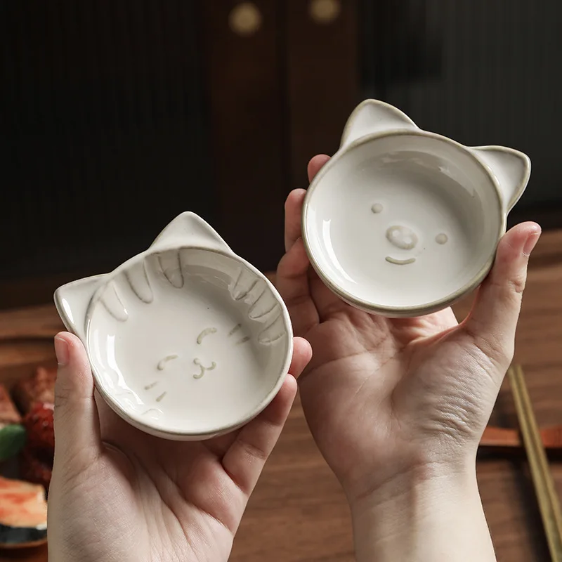 Kiln-changed glaze tableware, plates, household small taste plates, high-value sauce plates cute dipping plates, ceramic plates.