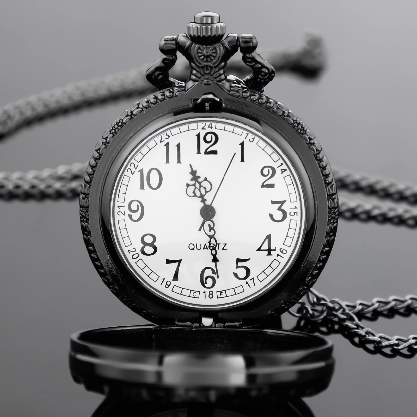 Vintage Black Tree of Life Quartz Pocket Watch Necklace Steam Punk Men's Women Pendant Fob Clock Reloj De Bolsillo