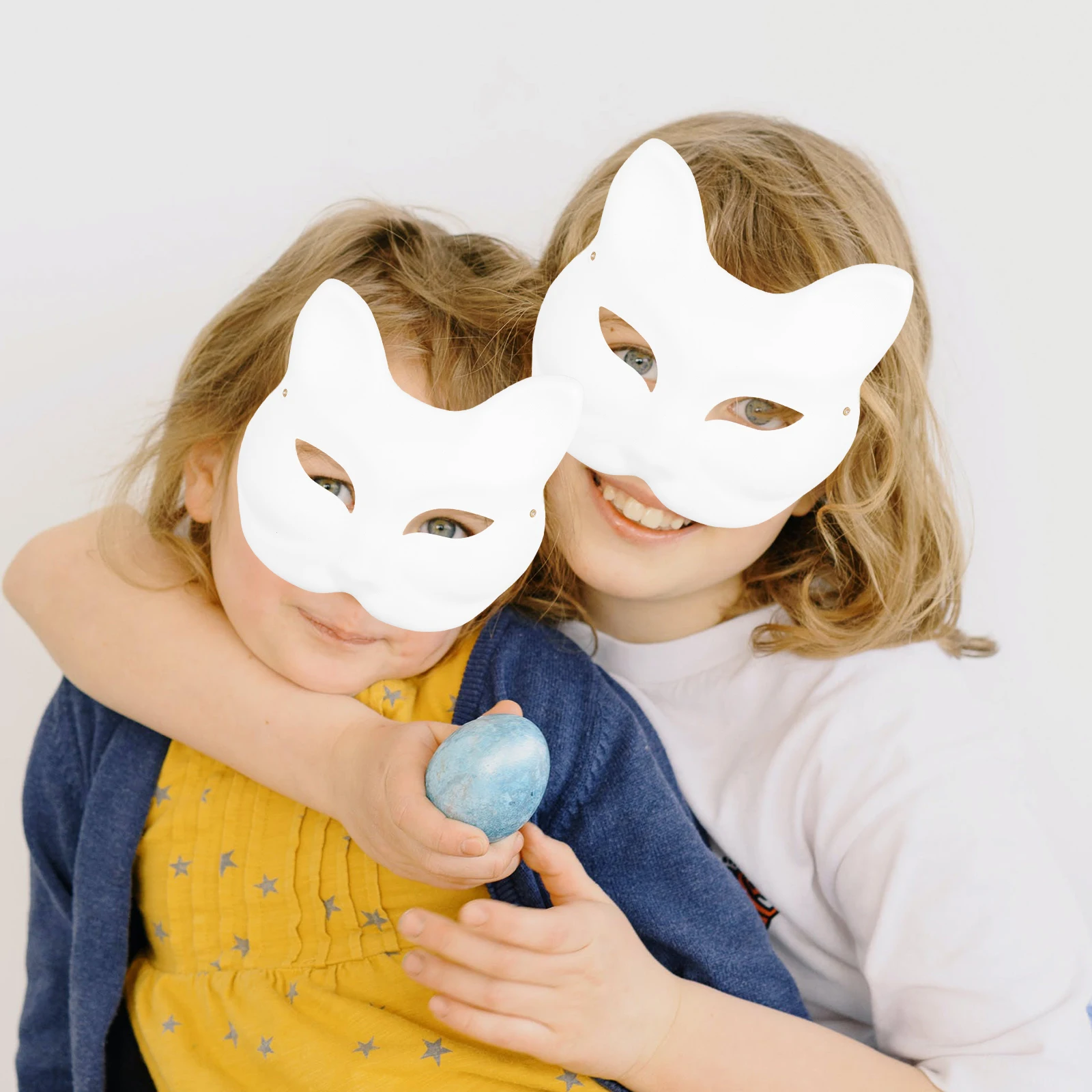 10 قطعة أقنعة اللب فارغة الثعلب DIY بها بنفسك الأبيض كامل رئيس حفلة تنكرية للهالوين غير مصبوغ اليابانية تأثيري اكسسوارات النساء الطرف