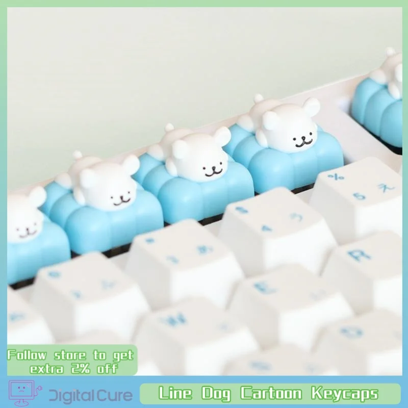 Line Dog Cartoon Keycaps 1pcs Customized Mechanical Keyboard Keycap Creative Resin Personalized Key Cap Computer Peripherals