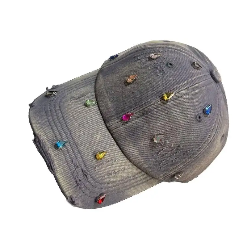 ラインストーン野球帽ファッションデニム帽子レトロストリート帽子サンシェード帽子