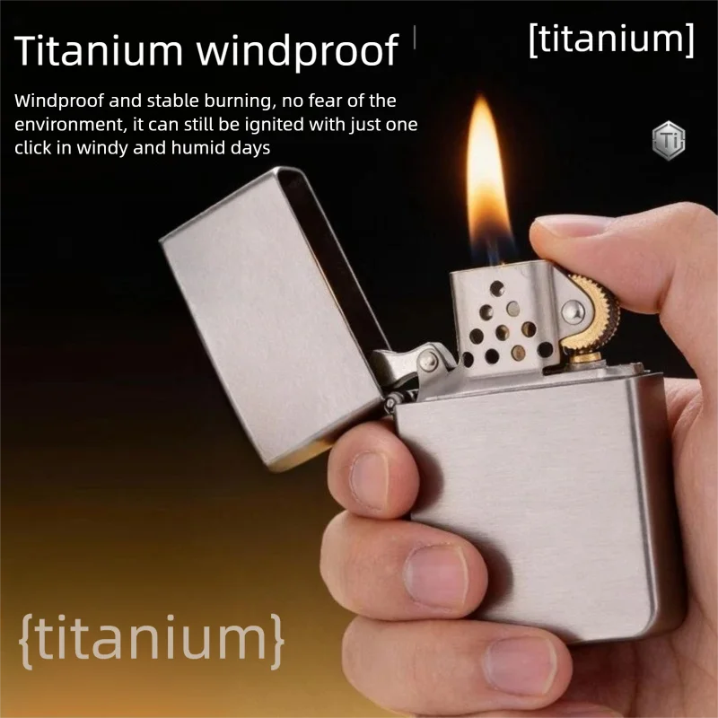 Zorro Z606-1941 Pure Titanium Kerosen Grinding Wheel Lighter Gives Men High-end Light Luxury Fashion Gift Cigarette Lighter