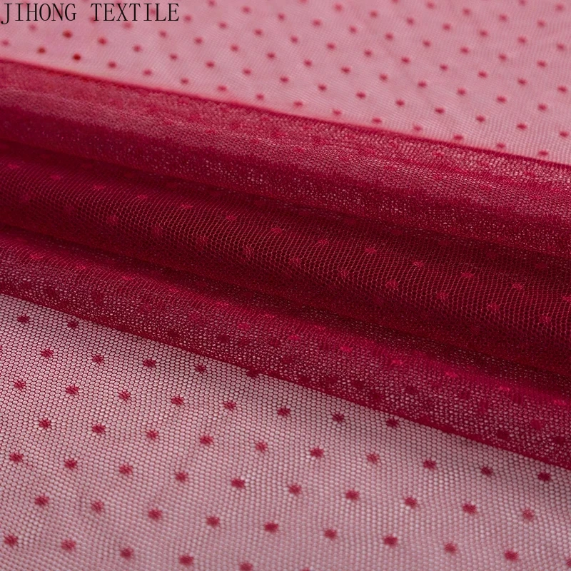 1m Cute Dot Lace Mesh Jacquard Fabric Tulle for Dress Mosquito Net Patchwork Needlework DIY Material Home Textile Curtain Decor