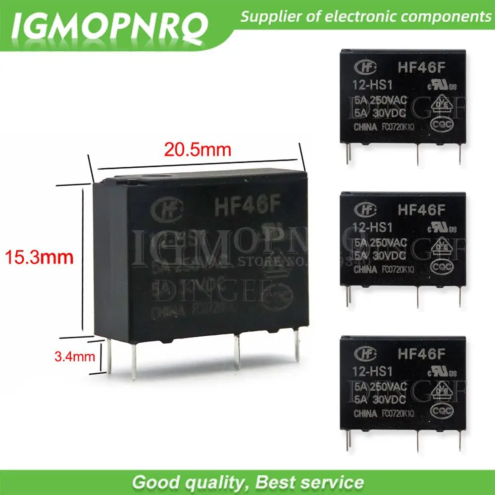 1PCS/LOT 5V 12V 24V DC 30VDC Power Relays HF46F-005-HS1 HF46F-012-HS1 HF46F-024-HS1 5-HS1 12-HS1 24-HS1 5A 250VAC 4PIN