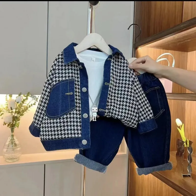 

Children's clothing boys spring clothing two-piece set 2024 new handsome boy children's autumn Korean foreign clothing set