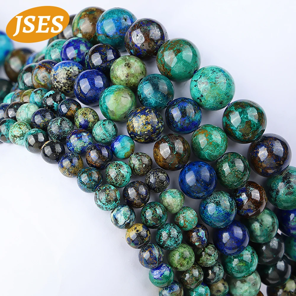 3A Natural Azurite Chrysocolla Loose Stone Beads for Jewelry Making Bracelet Necklace Charm Spacer Bead DIY Accessories 6 8 10mm