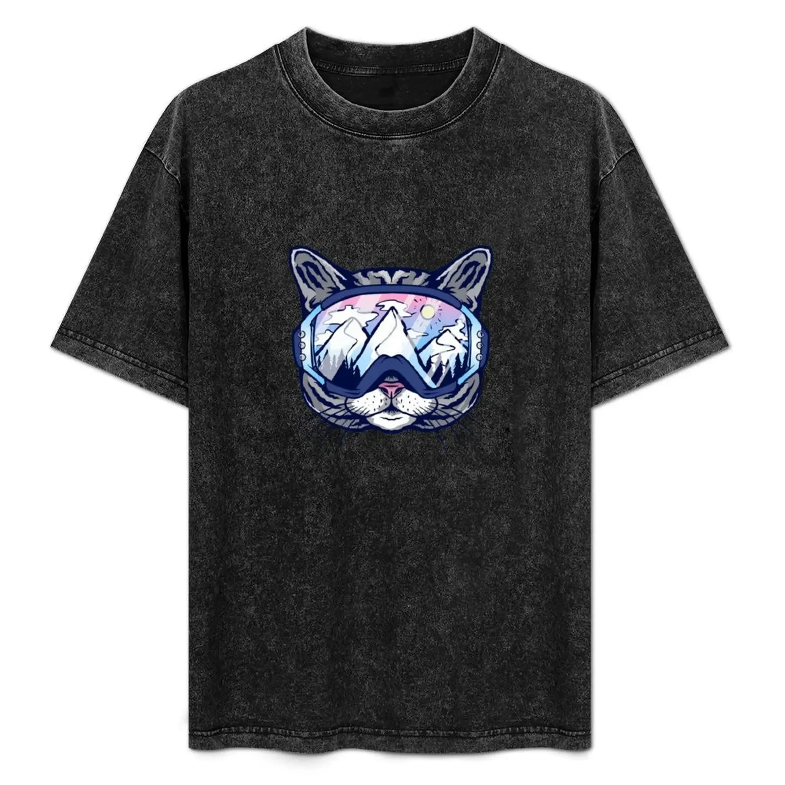 Gafas de esquí para gatos, camiseta de esquí, cosas baratas, camiseta personalizada con cerradura azul, camiseta gráfica vintage, ropa para hombres