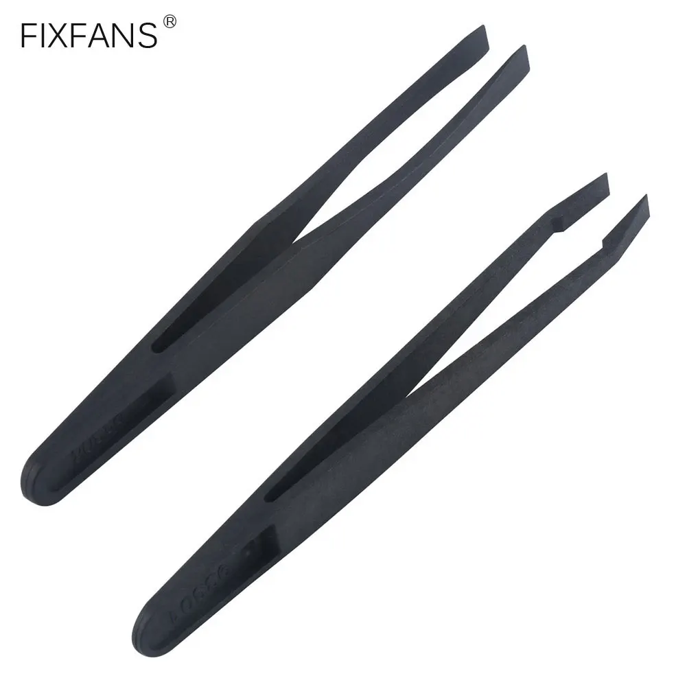 93301 + 93308 Anti-static Plastic Tweezers Set Wide Flat Tip ESD Tweezers for Phone Laptop Computer Repair Tools