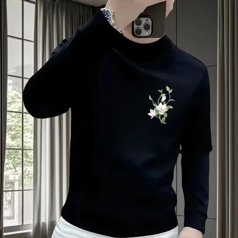 Autumn and Winter New Sweatshirt Men's Casual Simple Printed Round Neck Long-sleeved Top Trendy Hoodies Fashion T-shirts Y2k Tee