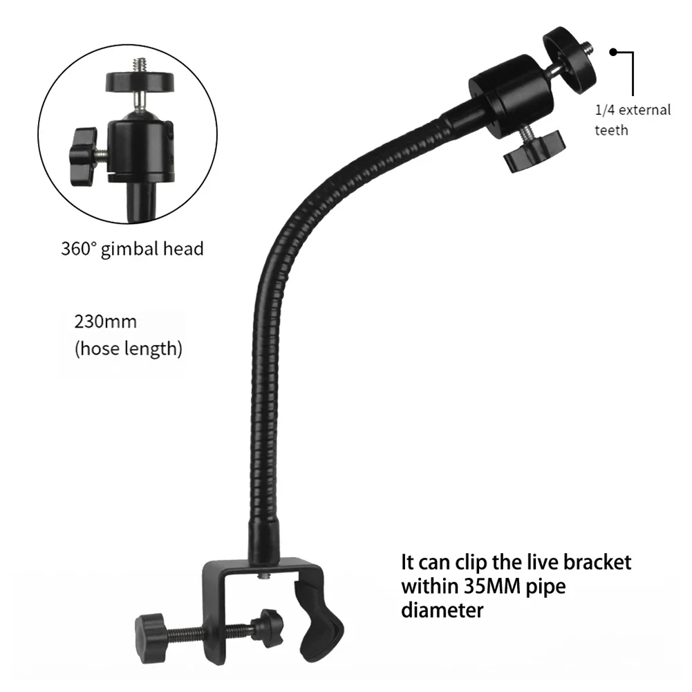 Microphone Clamp Mic Stand Microphone Arms Adjustable Mic Stands Gooseneck For Smartphone Live Stream 35mm Goose Diameter Length