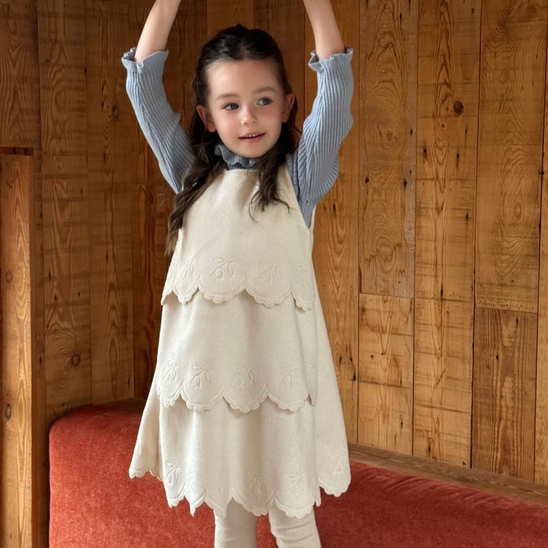 Girls Dress 2026 Autumn and Winter New Children's Clothing Korean Style Girl Baby Embroidery Lotus Leaf Cake Princess Dress
