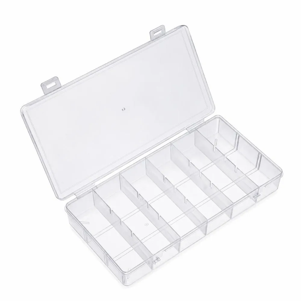 6-Compartment Eyelash Extension Storage Box Clear Plastic Large Size Makeup Organizer Durable Snap Lid Storage Container