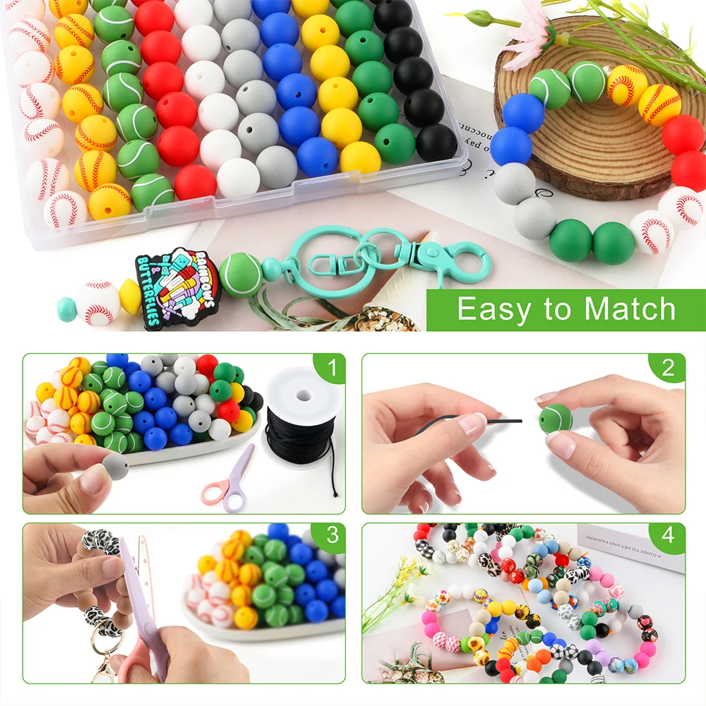 82PCS/Box, Multiple Silicone Beads Combined In The Same Color Scheme, Allowing You To Easily Match Your DIY Handmade Beads