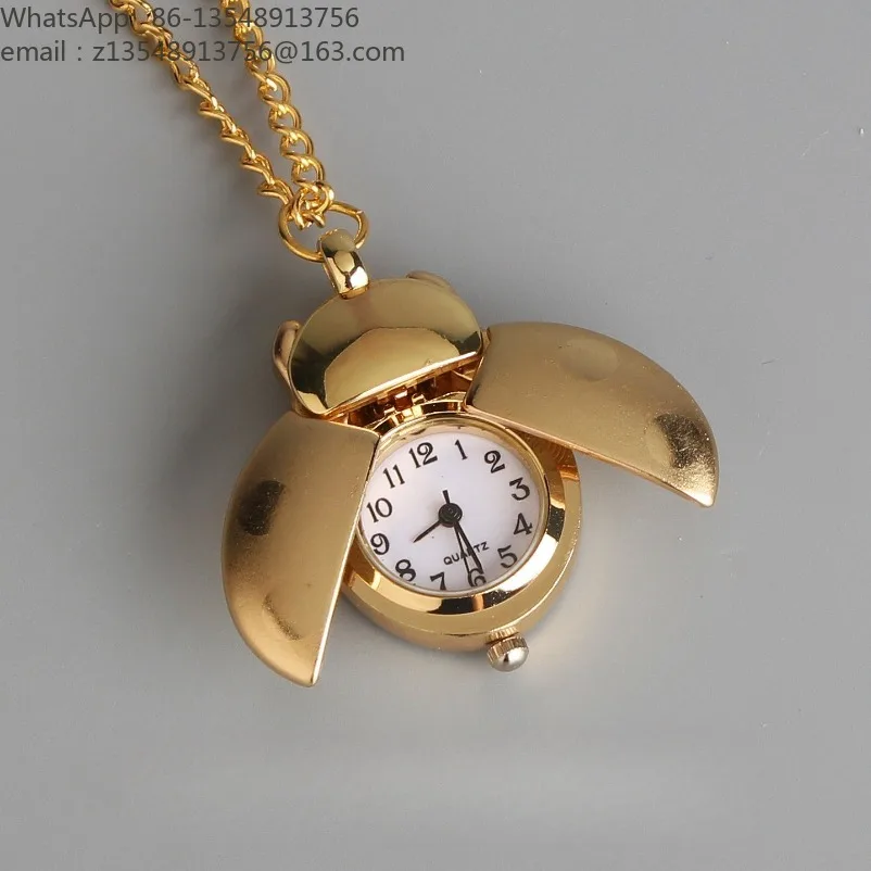 Beetle pocket watch necklace accessory pendant that can read the time creative gift