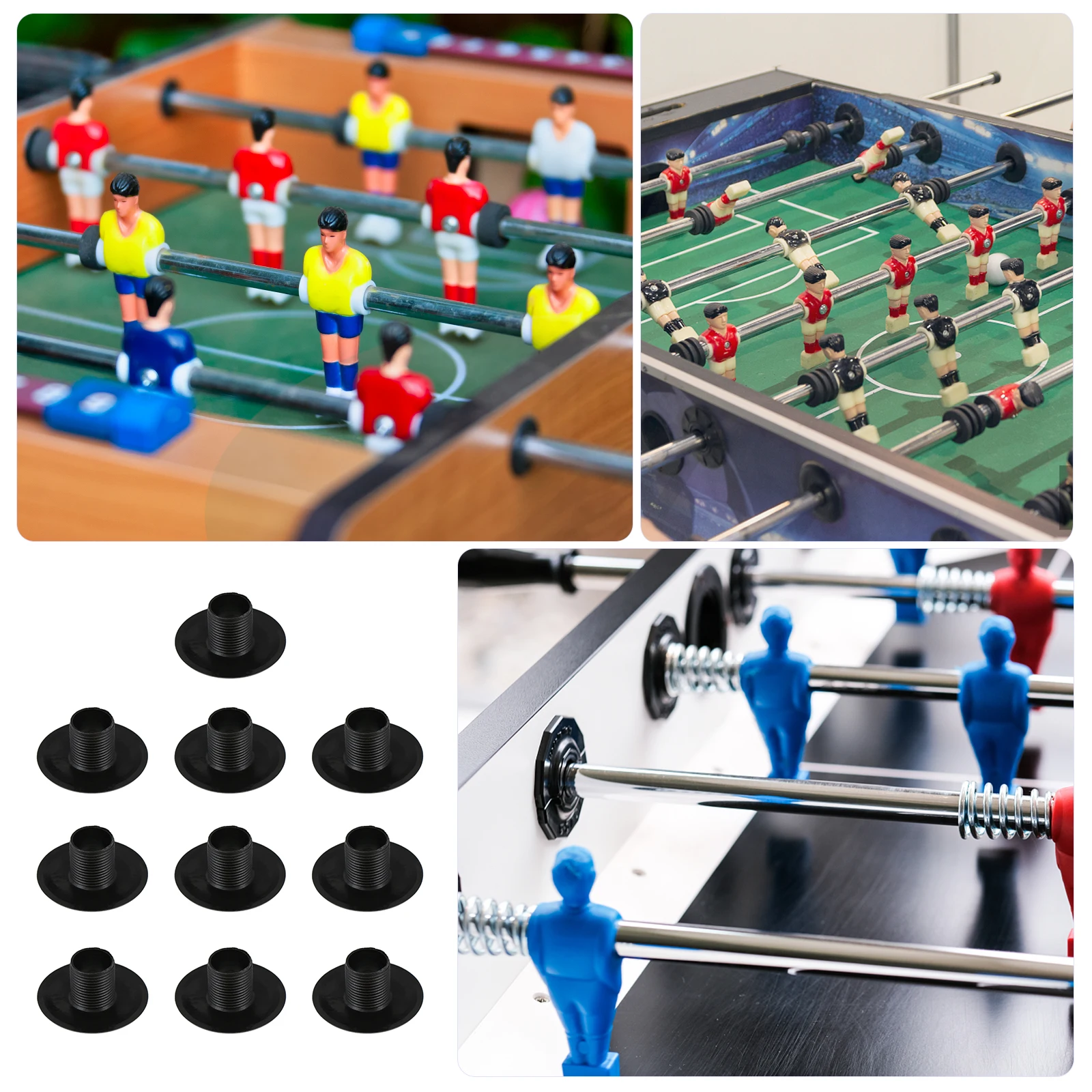 

10pcs Plastic Table Football Bearing Rods Durable Replacement Foosball Bushings Universal Fit For Standard Tables Football