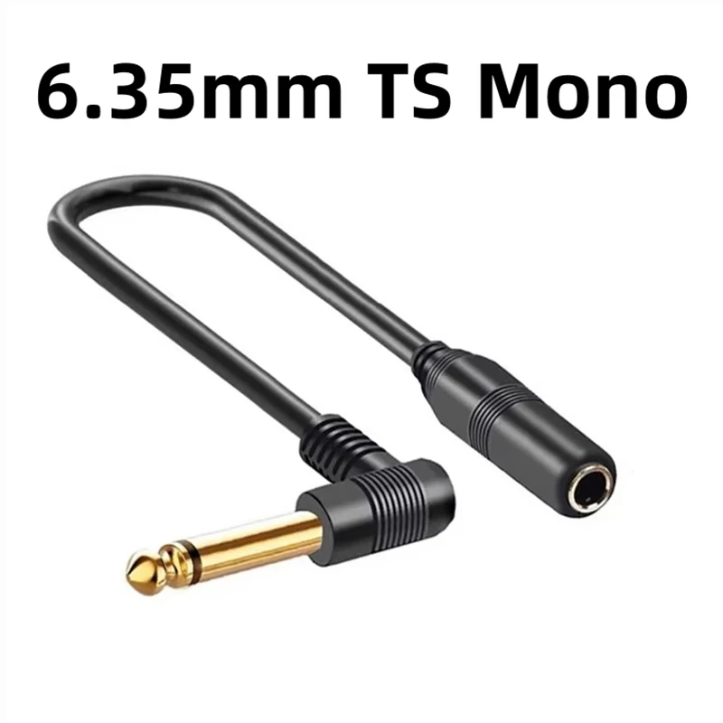 90 Degree 6.35mm Male to Female Audio Extension Cord Right Angle 1/4 Inch TS(Mono) TRS(Stereo) Jack Cable for Guitar Bass Mixer
