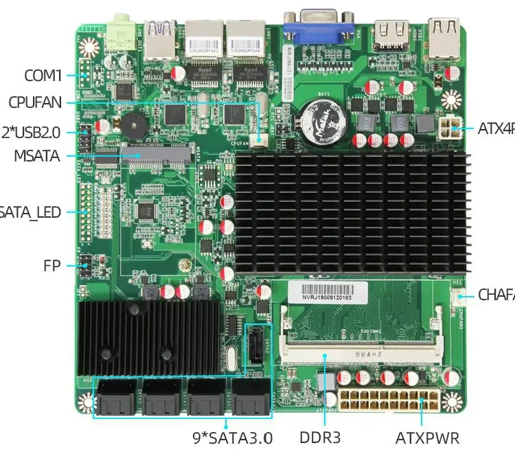 MW-NVR-J1900 Multi-disk Nas Main Board Dual Gigabit Network Port 8 Sata Interface Synology Snail Main Board