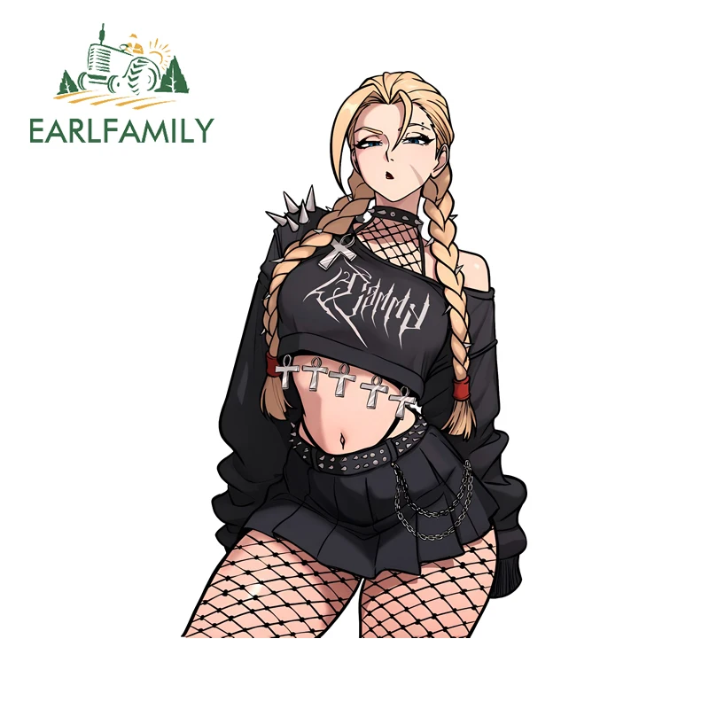 EARLFAMILY Goth Style Waifu Cammy Car Stickers Interesting Luggage Toolbox Decals Waterproof Car Door Protector Custom Printing