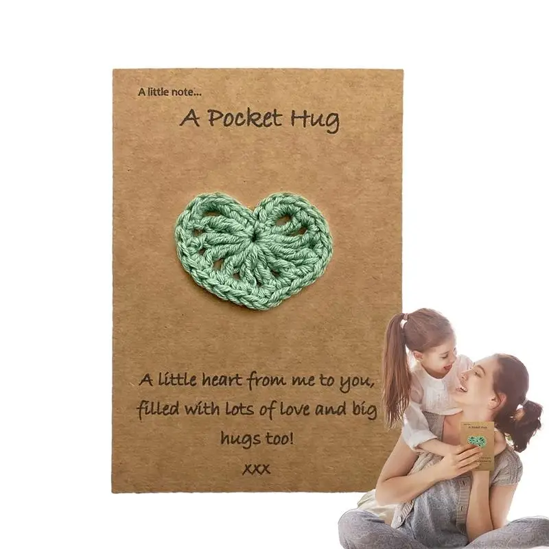 Pocket Hug Crochet Heart Little Pocket Hug Cards Crochet Handmade Thoughtful Pocket Hug Crochet Heart Greeting Card For Birthday