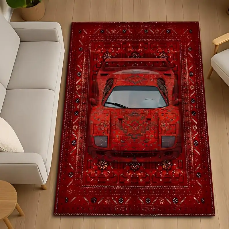 2D Optical Illusion Persian Style Carpet Mat Rug Car Embedded Pattern Home Decoration Floor Rugs for Living Room Bedroom Hallway