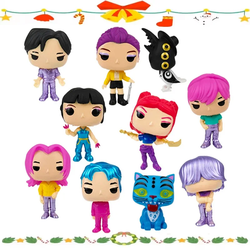 10個/セット アニメ KPOP デモンハンターズ アクションフィギュア おもちゃ デルピーズ タイガー ルミ ミラ ゾイ サッシ フィギュア ドール 子供向けファンギフト 飾り