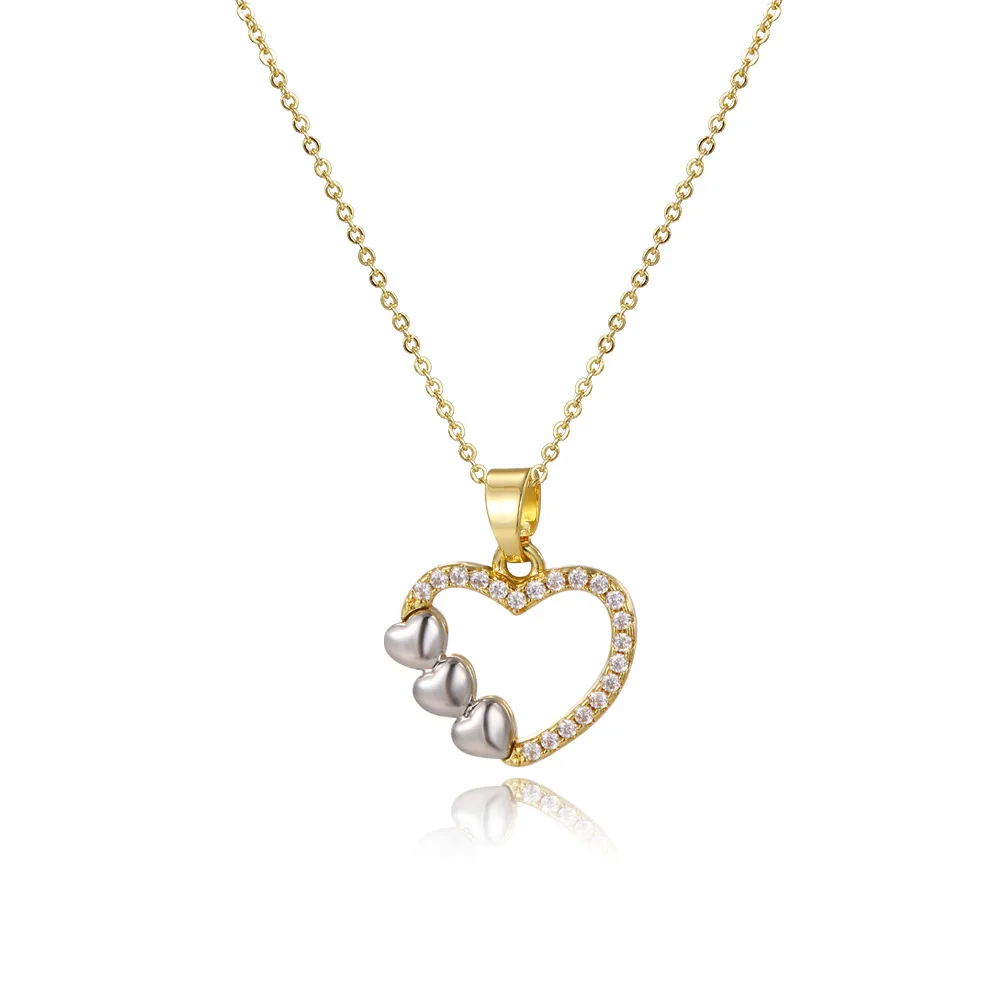 5 batches of niche temperament simple copper-plated two-color love wing pendant simple O-shaped necklace women's pendant jewelry