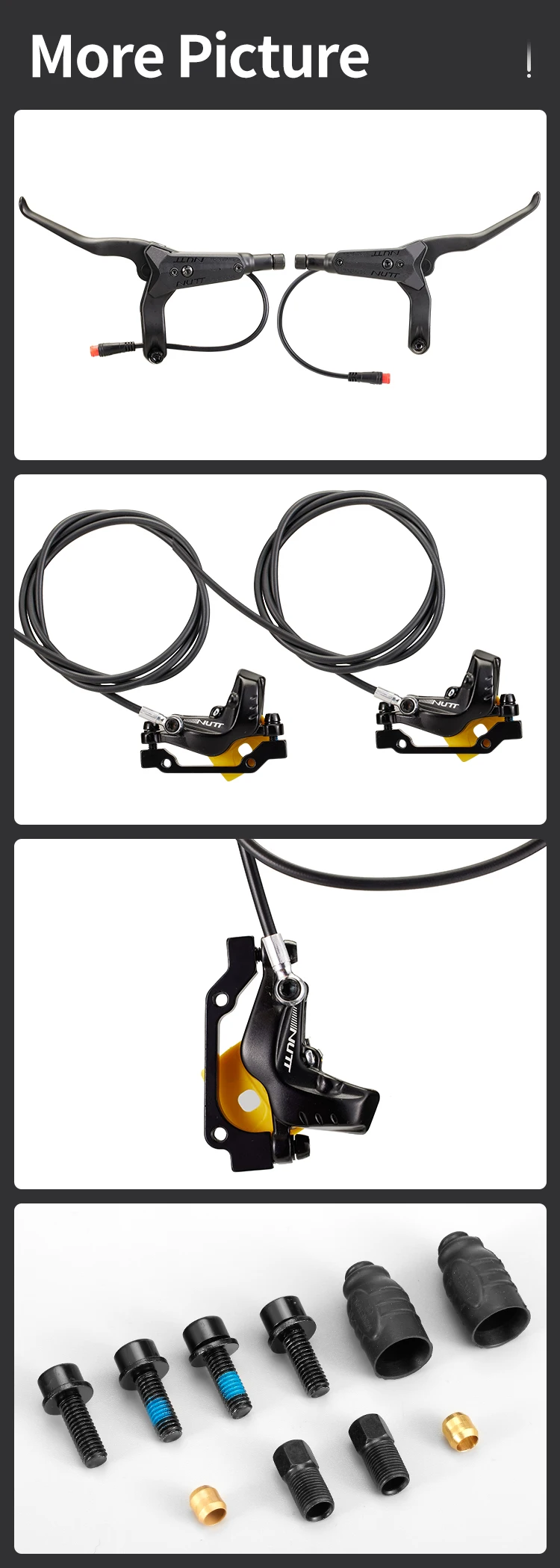 NUTT 4-Kolben E-Bike Elektroroller Hydraulische Scheibenbremse 140 160 180mm Rotor Für A5 HX-D Kukirin G2 Max NANROBOT D6+ N6 LS7 – Detail 8