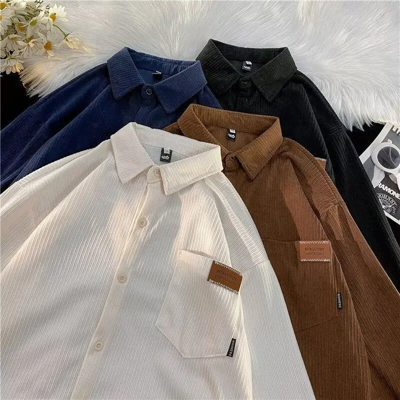 

Вельветовое мужское свободное пальто Long Sve irt в американском стиле в стиле ретро, осеннее модное пальто для пар, полиэстер с подставкой