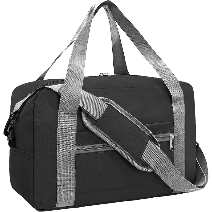 

Foldable Carry on Lage Bag 22x14x9 Personal Item Bag for Airplanes Travel Duffel Bag for Women and Men 40L Black