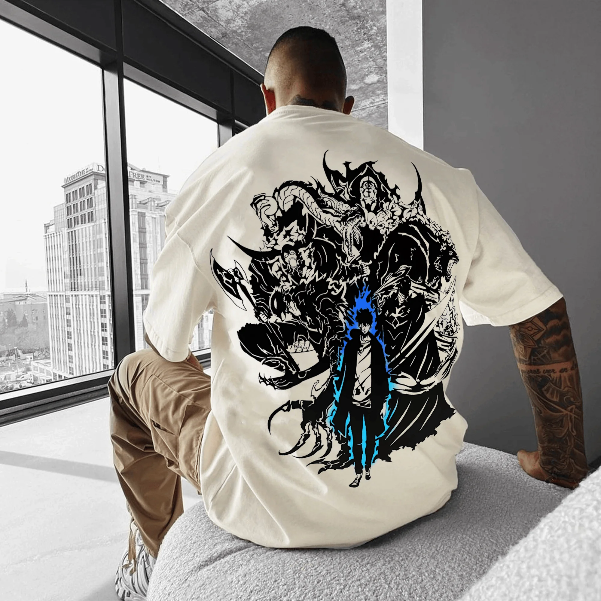 Anime Solo Leveling Oversize Graficzne Koszulki Męskie Y2k Damskie Bawełniane Krótkie Rękawy T-shirty Bawełniane Codzienne Topy Letnia Odzież Uliczna Marka