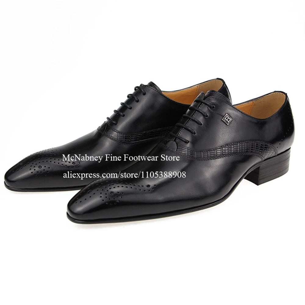 

Gradient Leather Cap Toe Brogues Oxfords Lace up Men Dress Shoes for Formal Business Wedding Plus Size Custom Color Plus Size