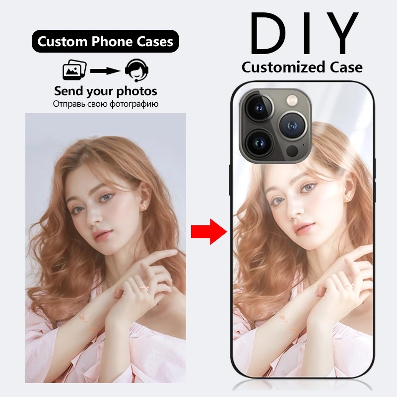 Lüks Moda Özel Cam telefon kılıfı iPhone 16 15 7 6 5 XR XS X Artı Pro Max DIY Kişiselleştirilmiş Fotoğraf Silikon Kapak Funda