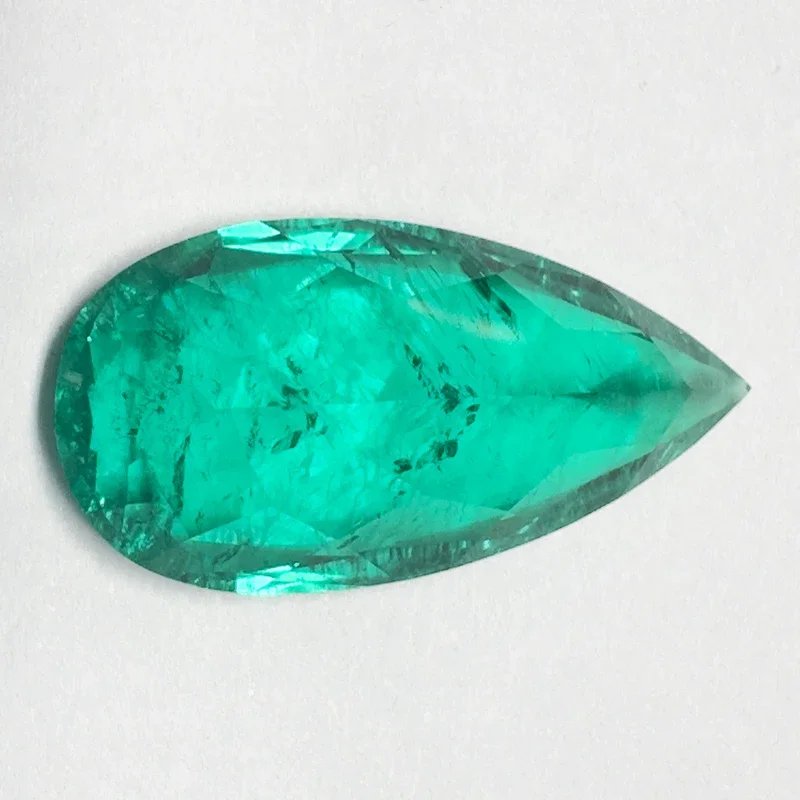 Lab Grown Columbia Emerald Peervorm Maat 11x25mm 11CT Hydrothermische Emerald Cracks Inclusions binnen met AGL-certificaat