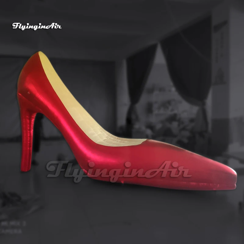 3m High Metallic Red Large Inflatable Stiletto Model Air Blow Up Women High-heeled Shoe Replica For Advertisement