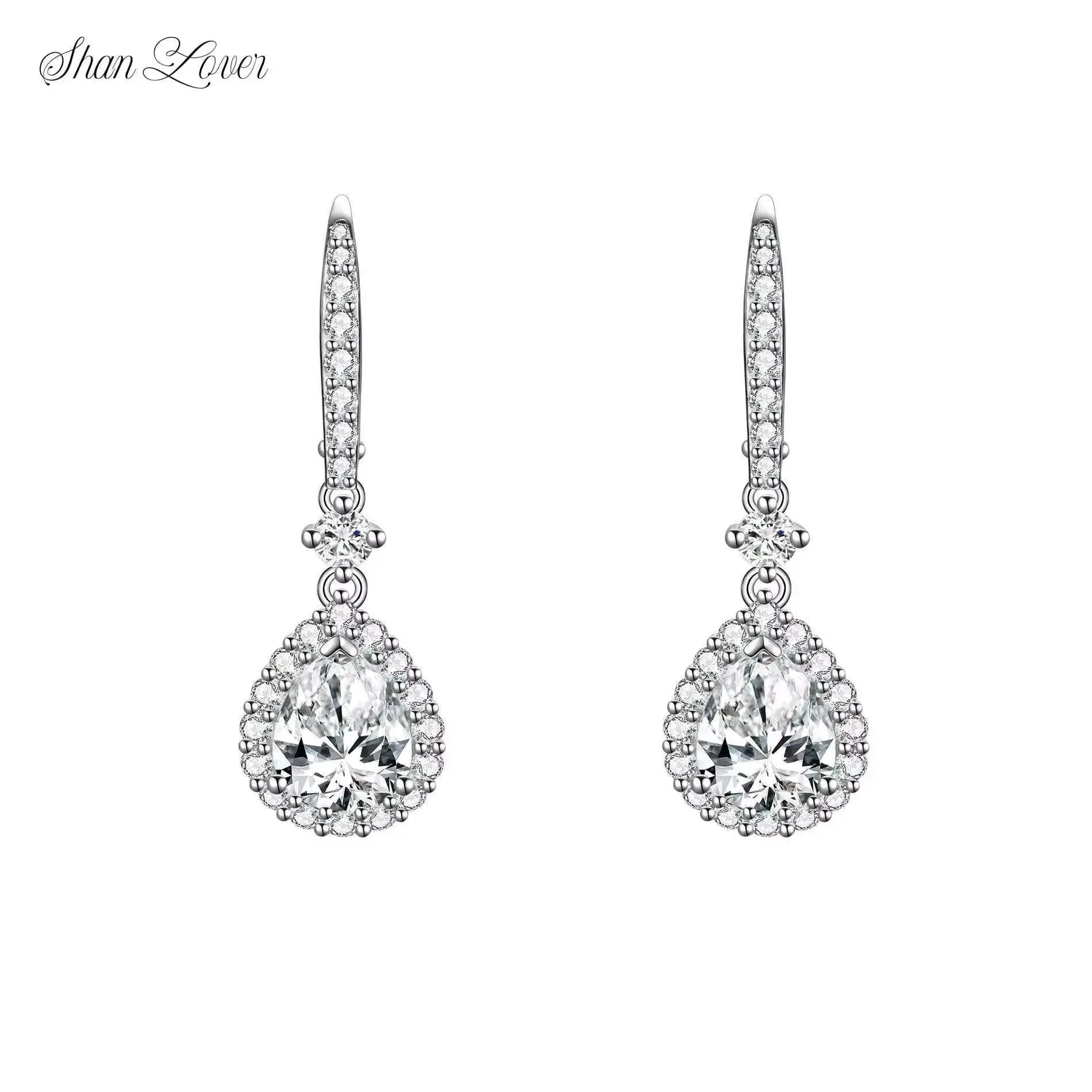 

ShanLover Brand 5A Level S925 Sterling Silver Teardrop Zircon Earrings CMA Certificate Luxury Brand Designer Drop Earrings