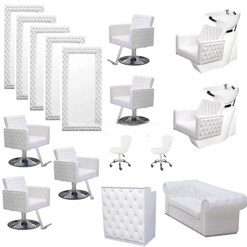 

Hair salon furniture Salon chair and mirror set, foldable, reclining, lightweight, 360 degree rotatable, height adjustable