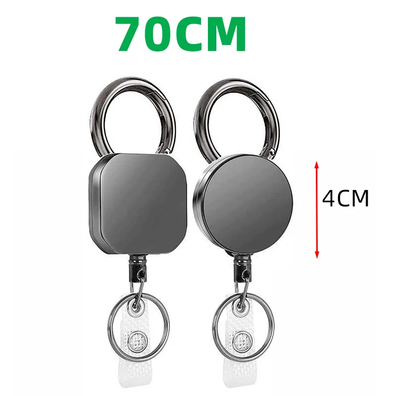 70CM All-metal Steel Wire Rope Easy-to-pull Key Chain, Easy-to-pull Anti-theft and Anti-loss Telescopic Telescopic key chain