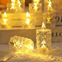 Flameless LED Candle Lights 24Pcs Crystal Flameless Candle Lights Desktop Decorations for Home Holiday Party Decorations