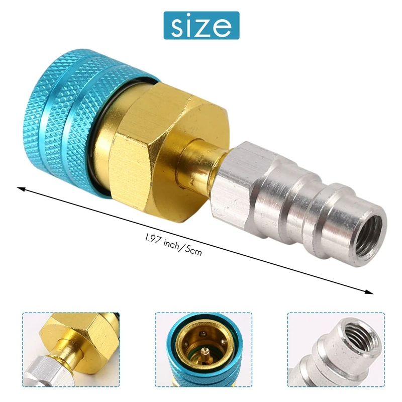 R1234Yf to R134A Low Side Quick Coupler, R12 to R134A Hose Adapter Fitting Connector for Car Air-Conditioning Ac Charging