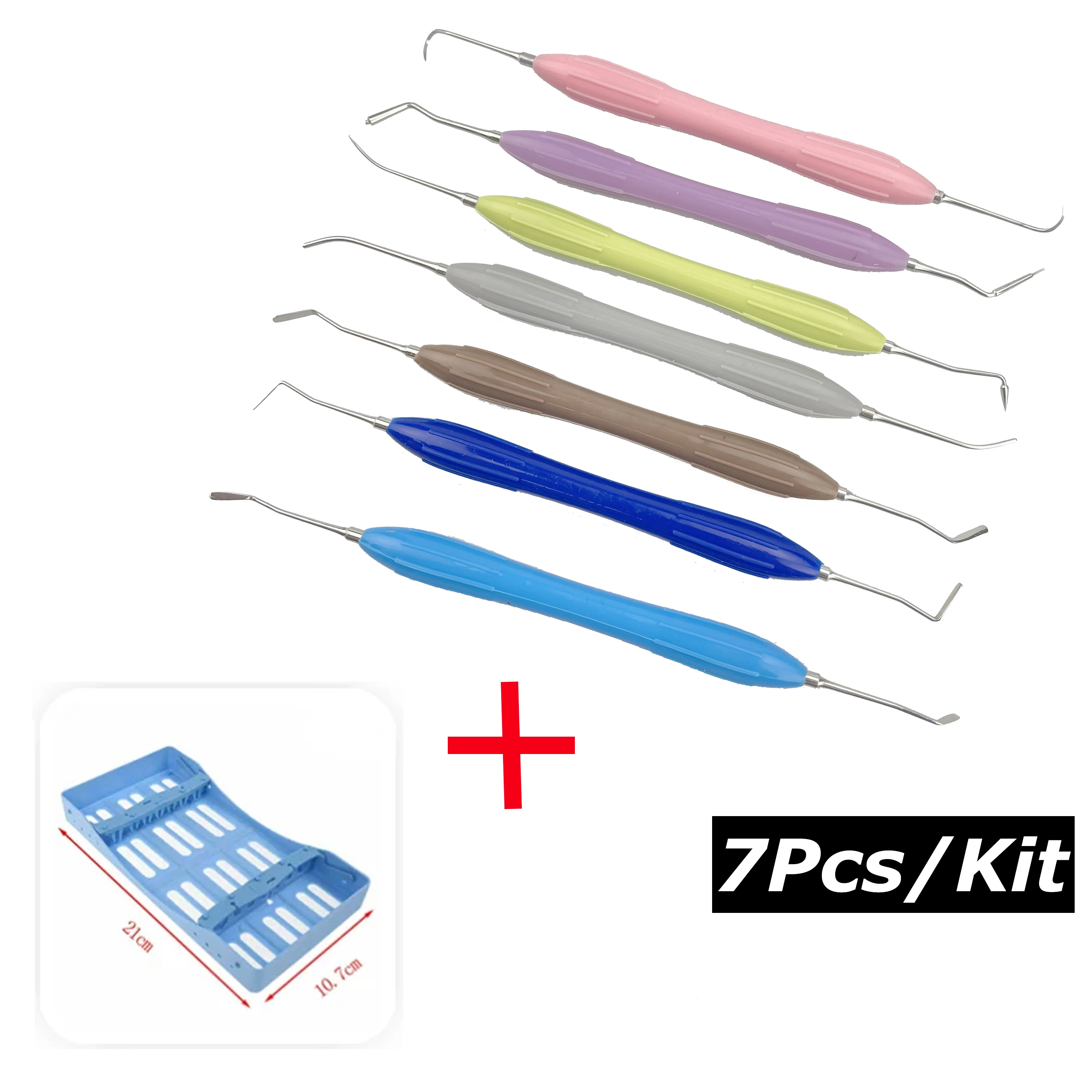 7Pcs/set Dental Aesthetic Restoration Set with Disinfection Rack Composite Resin Filling Spatulas Instrument Set Dental Tools