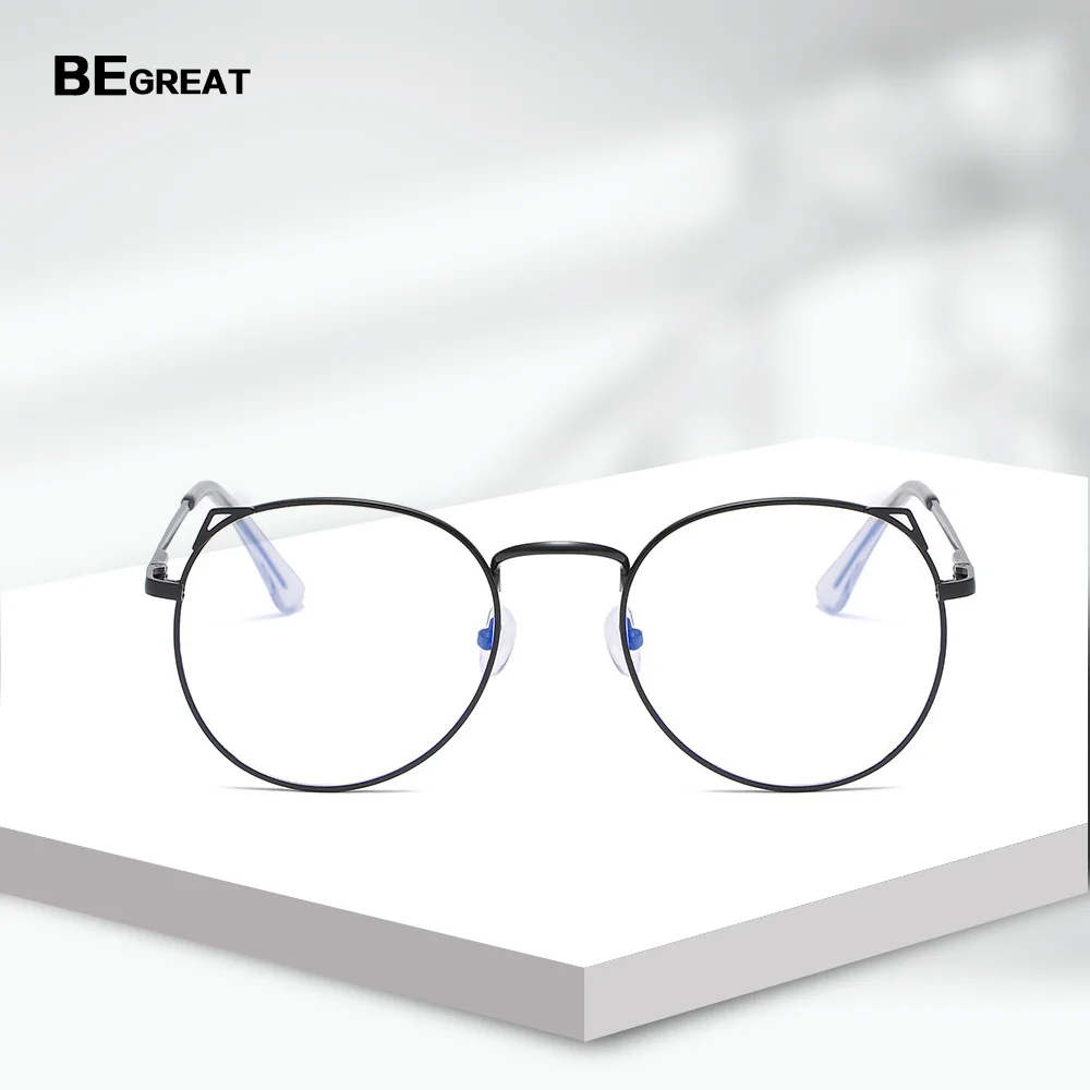 BEGREAT Cat Eye Anti Blue Light Optical Eyeglasses Women Blue Blocking Computer Goggles Oversized Glasses Alloy Frame Eyewear