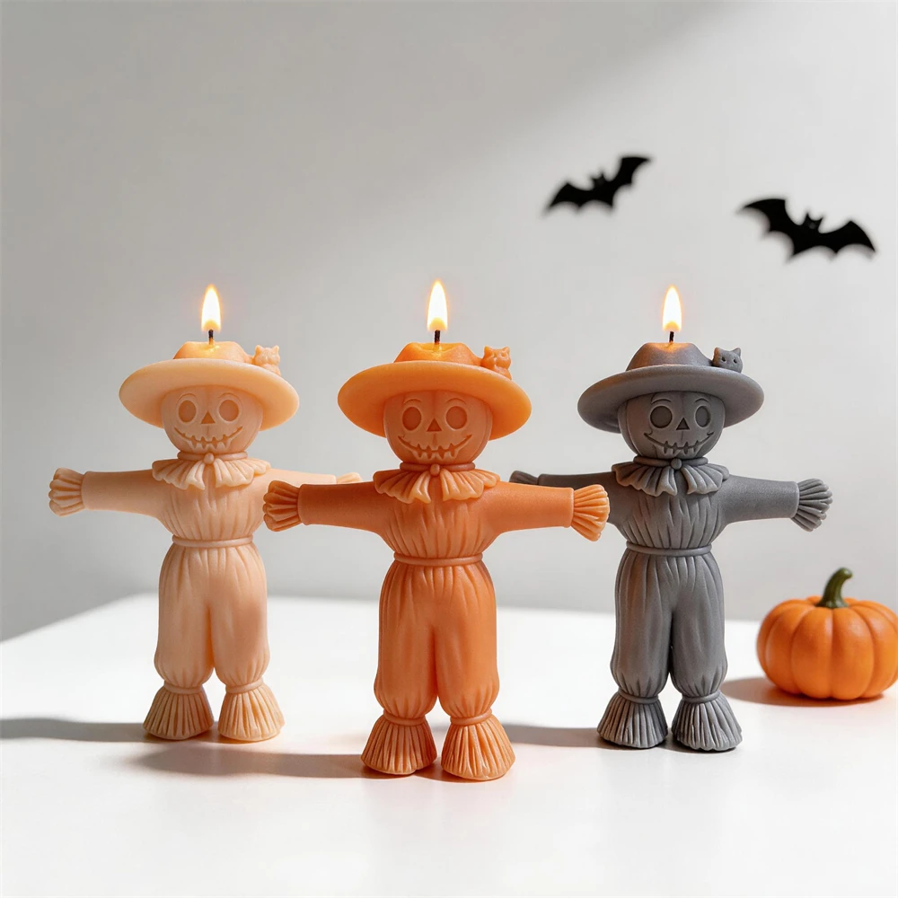 HalloweenScarecrowSiliconeMoldClownHorrorSoyWaxCandleMoldPumpkinResinPlasterMouldforHauntedHousePropDecor