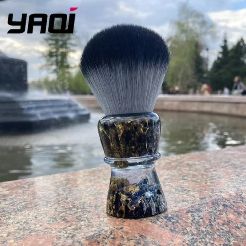 2026 YAQI ROCKS Men's Wet Shaving Brush 28mm Synthetic Hair Resin Handle for Facial Beard Stubble Grooming Limited-time sale
