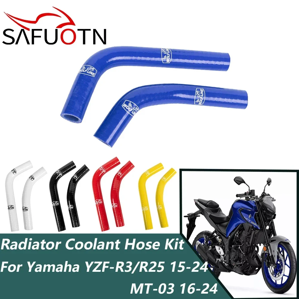 

Safuton Motorcycle Radiator Hoses Water Coolant Tube Silicone Water Pipe for Yamaha YZF-R3 R25 2015-2024 MT03 2016-2024