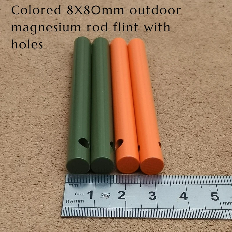 

2PCS Color 8X80mm Perforated Outdoor Magnesium Rod Flint Convenient Camping Hiking Survival Emergency Fire Dispenser