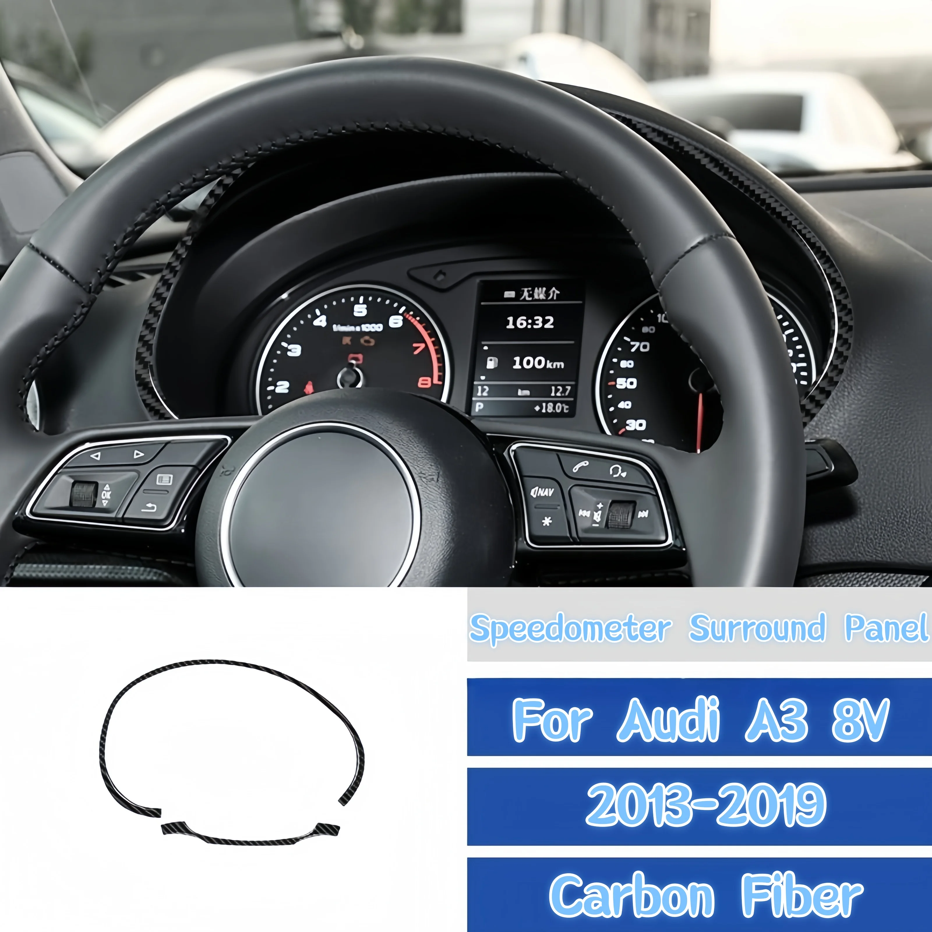 

For Audi A3 8V 2013-2019 Car Interior Accessories Carbon Fiber Auto Dashboard Speedometer Surround Panel Trim Cover Stickers