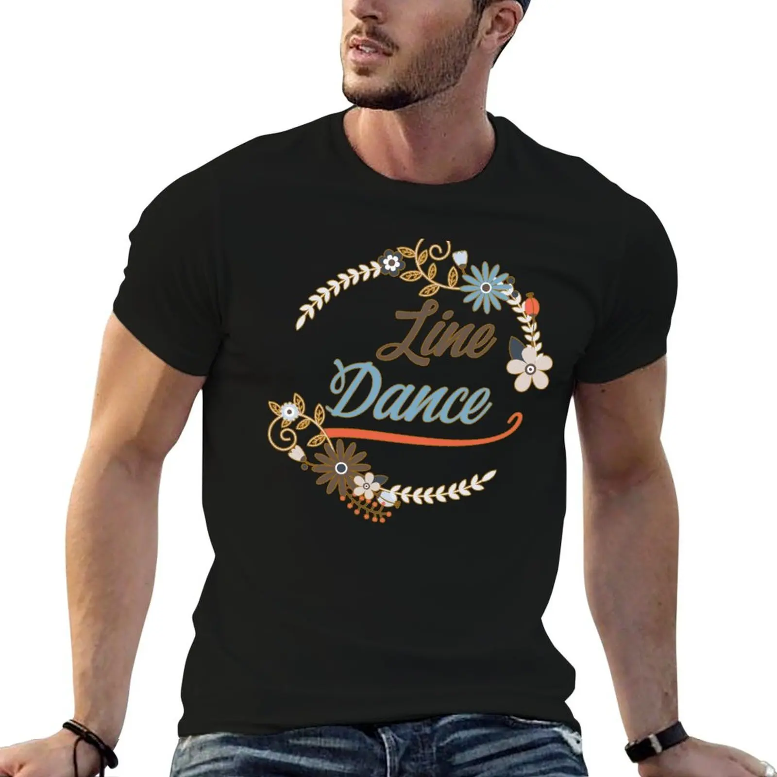 

Line dance - Western Dance - Dance Logo T-Shirt man t shirt summer black cotton t-shirt plain for man package T-Shirt